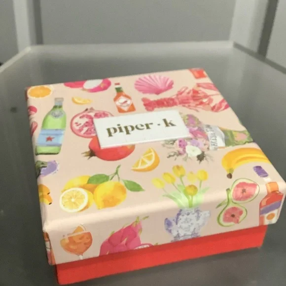 Piper Flower Earrings, Glass Stones, Ivory, Gold Trim, Pierced Nickel Free - Picture 4 of 9